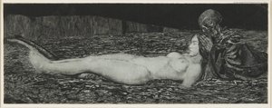 一个死去的女人，来自1907年的死亡和少女系列 作者 奥古斯特·布罗姆瑟